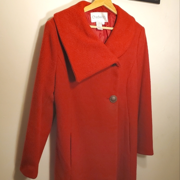 Women Chadwick's Red Coat Wool Blend - Picture 1 of 5